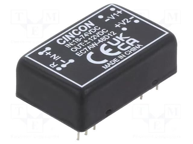 Converter: DC/DC; 10W; Uin: 18÷75VDC; Uout: 12VDC; Uout2: -12VDC CINCON EC7AW-48D12