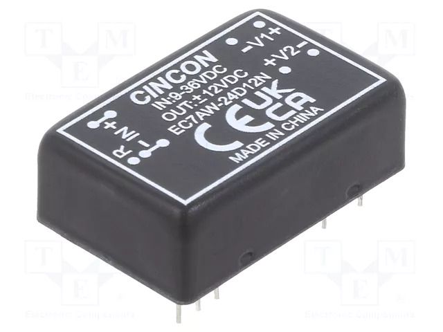 Converter: DC/DC; 10W; Uin: 9÷36VDC; Uout: 12VDC; Uout2: -12VDC; THT CINCON EC7AW-24D12N