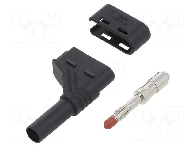 Connector: 4mm banana; plug; 24A; 1kVDC; black; insulated,angled HIRSCHMANN T&M LASSWSW