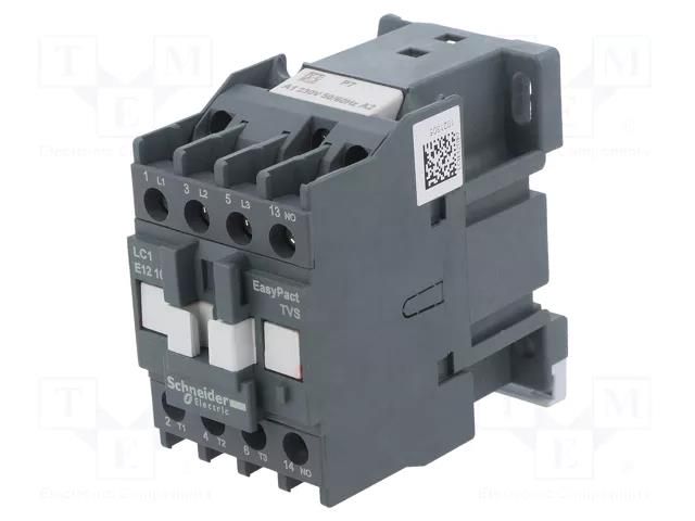 Contactor: 3-pole; NO x3; Auxiliary contacts: NO; 230VAC; 12A; 690V SCHNEIDER ELECTRIC LC1E1210P7