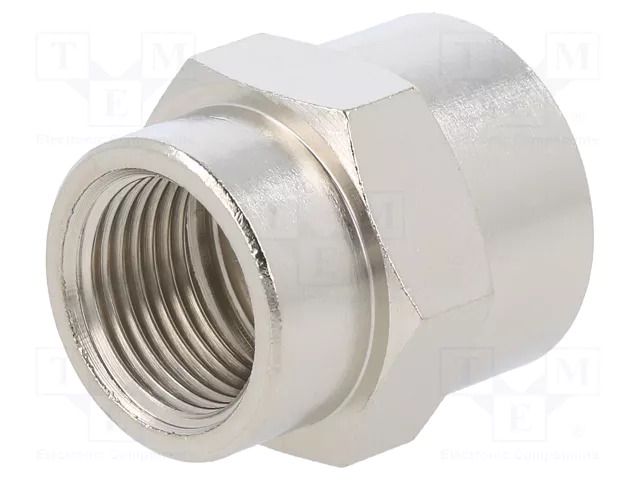 Muff; threaded,reductive; nickel plated brass; max.300°C PNEUMAT 3010-3/8-1/2