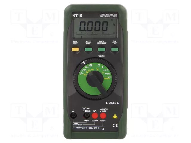 Meter: insulation resistance; LED; R range: 30÷30MΩ; True RMS LUMEL NT10-00P1