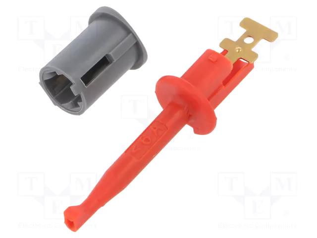 Clip-on probe; hook type; 6A; 60VDC; red; Grip capac: max.3.5mm ELECTRO-PJP PJP6012-PRO-R