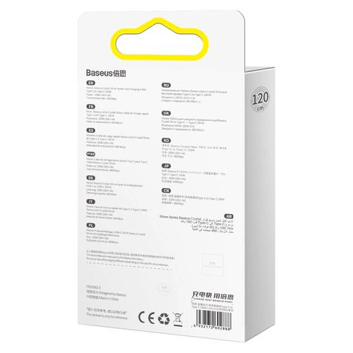 Baseus CAJY000701 USB-C - USB-C PD cable 100W 5A 480Mb/s 1.2m - purple, Baseus 6932172602888 6932172602888