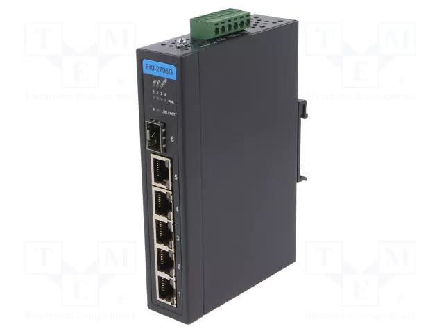 Switch Ethernet; unmanaged; Number of ports: 6; 48VDC; RJ45,SFP ADVANTECH EKI-2706G-1GFPI-BE