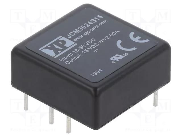 Converter: DC/DC; 30W; Uin: 18÷36VDC; Uout: 15VDC; Iout: 2A; 1"x1" XP POWER JCM3024S15