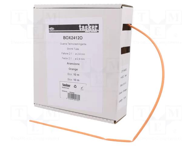 Heat shrink sleeve; glueless; 2: 1; 2.4mm; L: 10m; orange TASKER BOX2412O