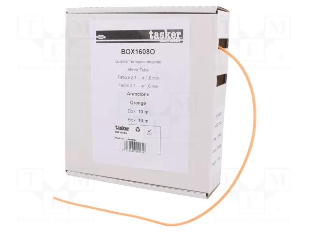 Heat shrink sleeve; glueless; 2: 1; 1.6mm; L: 10m; orange TASKER BOX1608O