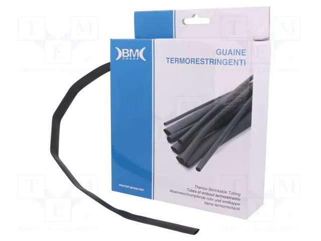 Heat shrink sleeve; glueless; 2: 1; 9.5mm; L: 7m; black; polyolefine BM GROUP BMGBS095MNE