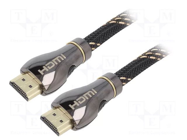 Cable; HDMI plug,both sides; textile; HDMI 2.1; 1m; black; 28AWG GEMBIRD CCBP-HDMI8K-1M