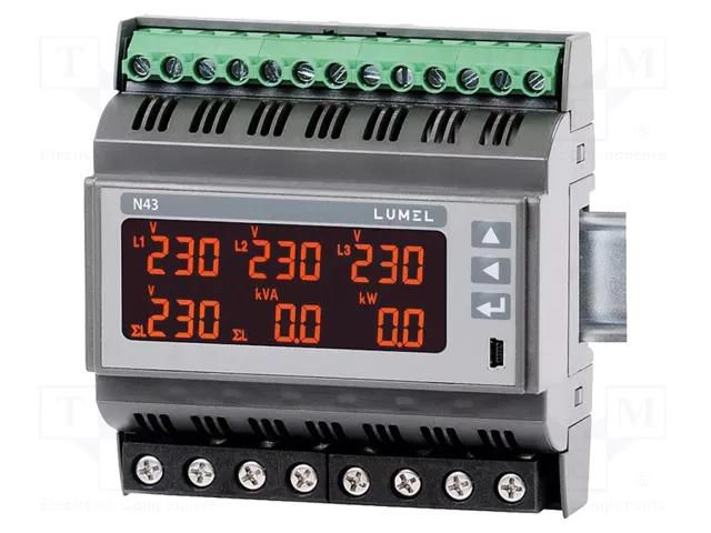 Meter: network parameters; for DIN rail mounting; LCD; N43; 57.7V LUMEL N43-11100E0