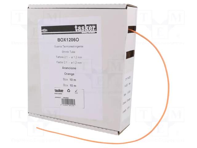 Heat shrink sleeve; glueless; 2: 1; 1.2mm; L: 10m; orange TASKER BOX1206O