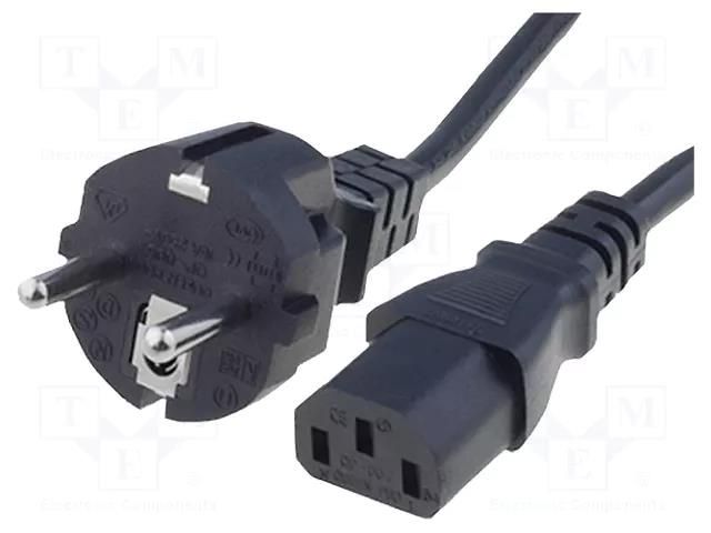 Cable; 3x1mm2; CEE 7/7 (E/F) plug,IEC C13 female; PVC; 2.5m; 10A SCHURTER 6003.0215
