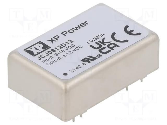 Converter: DC/DC; 8W; Uin: 9÷18VDC; Uout: 12VDC; Uout2: -12VDC; THT XP POWER JCJ0812D12