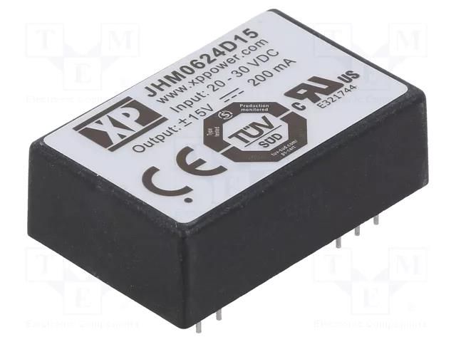 Converter: DC/DC; 6W; Uin: 20÷30VDC; Uout: 15VDC; Uout2: -15VDC; THT XP POWER JHM0624D15