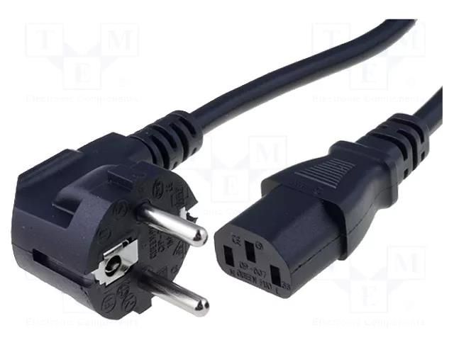 Cable; 3x1mm2; CEE 7/7 (E/F) plug angled,IEC C13 female; PVC SCHURTER 6004.0215