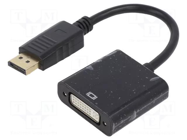 Adapter; DisplayPort plug,DVI-I (24+5) socket; 0.1m; black GEMBIRD A-DPM-DVIF-002