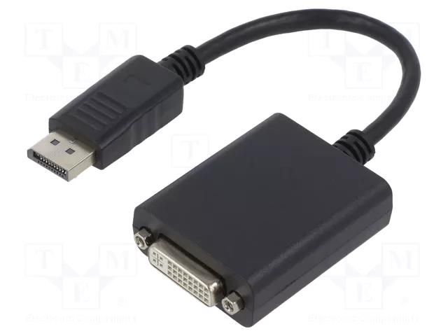 Adapter; DisplayPort plug,DVI-I (24+5) socket; 0.1m; black GEMBIRD A-DPM-DVIF-03