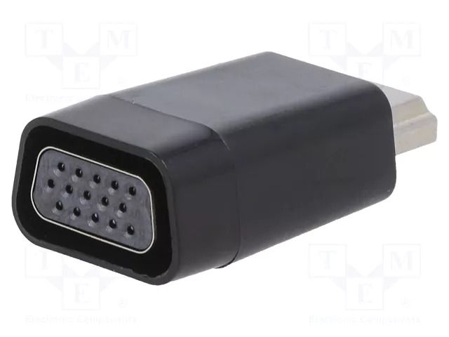 Adapter; D-Sub 15pin HD socket,HDMI plug; HDMI 1.4; bag; black GEMBIRD A-HDMI-VGA-001
