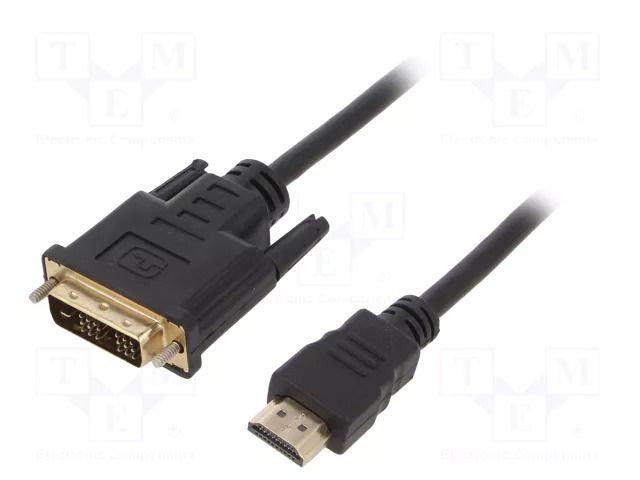 Cable; DVI-D (18+1) plug,HDMI plug; PVC; 3m; black; 30AWG GEMBIRD CC-HDMI-DVI-10