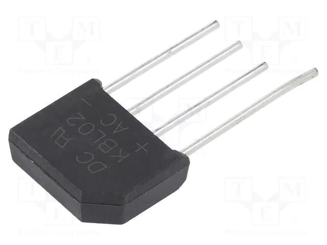 Bridge rectifier: single-phase; Urmax: 200V; If: 4A; Ifsm: 125A DC COMPONENTS KBL02-DC