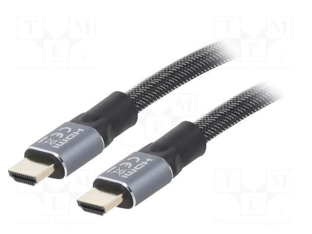 Cable; HDMI plug,both sides; textile; HDMI 2.0; 10m; black; 26AWG GEMBIRD CCBP-HDMI-10M