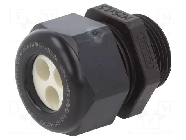 Cable gland; multi-hole; M25; 1.5; IP68; polyamide; black; 7mm HUMMEL HUMMEL-1581250151