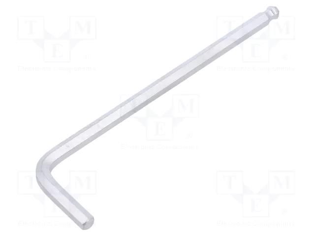 Wrench; hex key,spherical; HEX 5mm; tool steel; long; L: 120mm KING TONY KT-113005MR