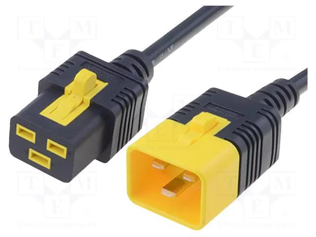 Cable; 3x1.5mm2; IEC C19 female,IEC C20 male; PVC; 2m; black; 16A SCHURTER 6051.2047