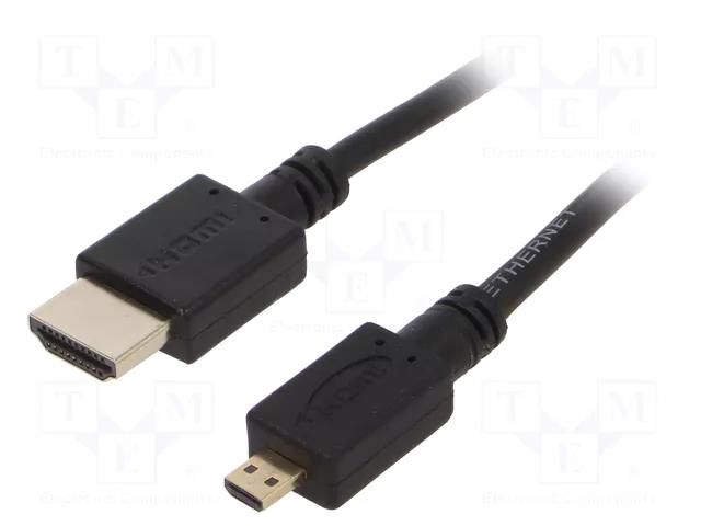 Cable; HDMI plug,micro HDMI plug; PVC; 1.8m; black; HDMI 2.0 GEMBIRD CC-HDMID-6