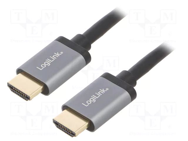 Cable; HDMI plug,both sides; HDMI 2.0; 3m; black; aluminium LOGILINK CHA0102