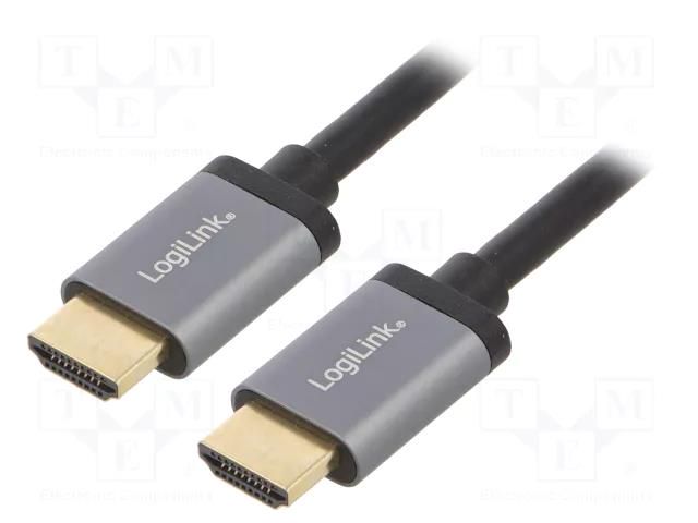 Cable; HDMI plug,both sides; HDMI 2.0; 5m; black; aluminium LOGILINK CHA0103