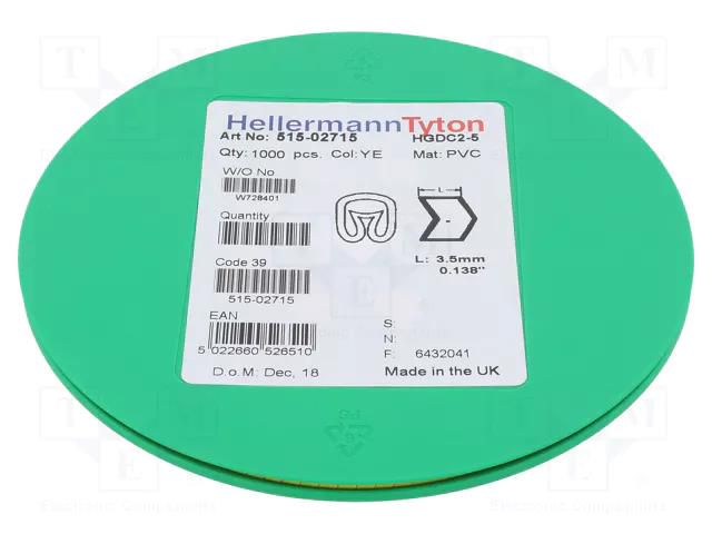 Markers; Marking: ; 2÷5mm; PVC; yellow; -65÷105°C; leaded; HGDC2-5 HELLERMANNTYTON HGDC2-5.-PVC-YE
