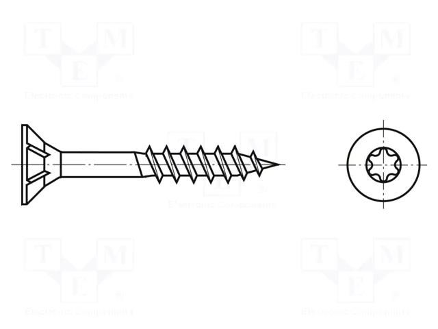 Screw; for wood; 4x40; Head: countersunk; Torx®; TX20; zinc BOSSARD B4X40/BN20699