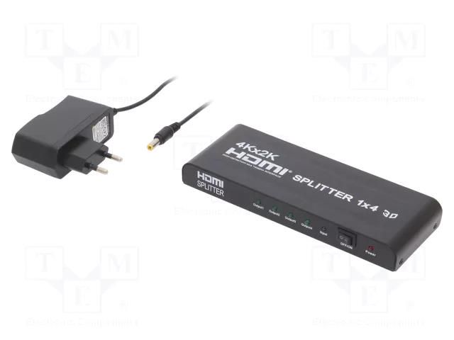 Splitter; HDCP 1.4,HDMI 1.4; Support: 3D,4K,HDCP,UHD 2160p GEMBIRD DSP-4PH4-02