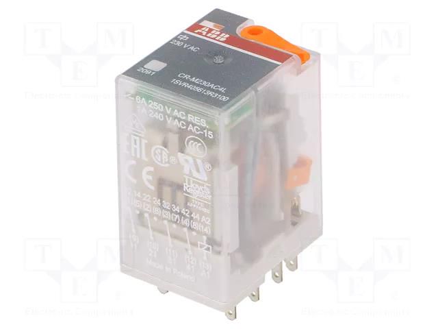 Relay: electromagnetic; 4PDT; Ucoil: 230VAC; Icontacts max: 6A ABB CR-M230AC4L