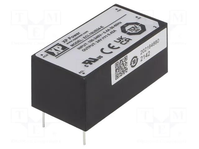 Converter: AC/DC; 10W; Uin: 85÷264VAC,120÷370VDC; Uout: 24VDC; 82% XP POWER ECL10US24-E