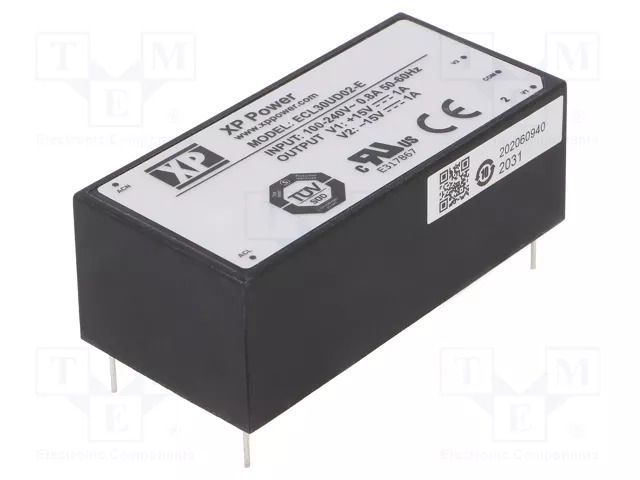 Converter: AC/DC; 30W; Uin: 85÷264VAC,120÷370VDC; Uout: 15VDC; 83% XP POWER ECL30UD02-E