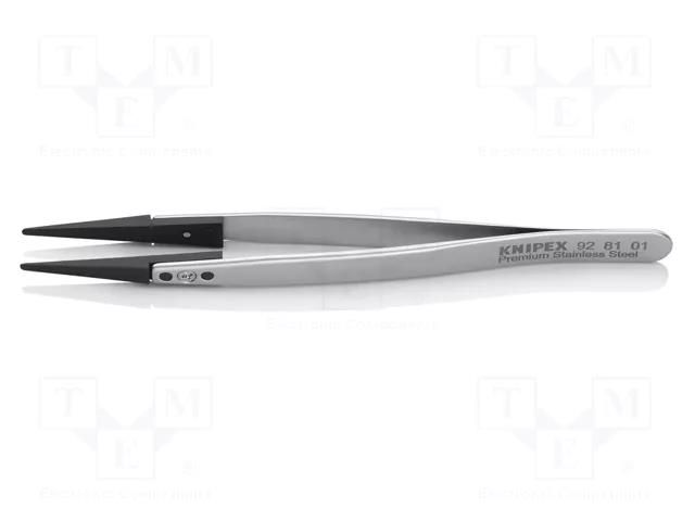 Tweezers; Blade tip shape: rounded; Tweezers len: 130mm; ESD KNIPEX KNP.928101