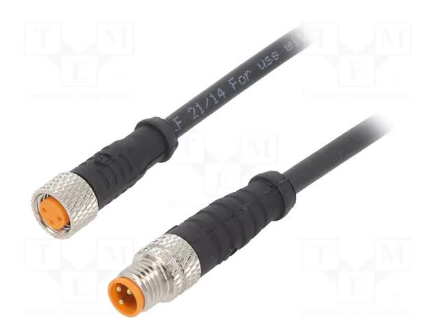 Cable: for sensors/automation; M8; PIN: 3; 2m; plug; 50VAC; 4A; 0800 LUTRONIC 0810080003300-2M