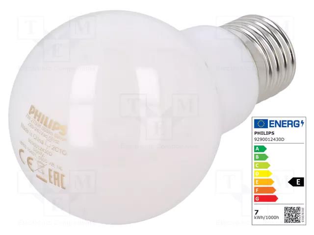 LED lamp; warm white; E27; 230VAC; 806lm; P: 7W; 2700K; CRImin: 80 PHILIPS 47218701