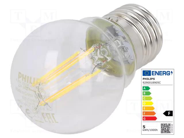 LED lamp; warm white; E27; 230VAC; 470lm; P: 4.3W; 2700K; CRImin: 80 PHILIPS 76317600