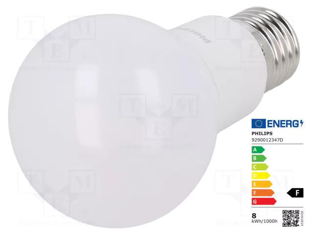 LED lamp; neutral white; E27; 230VAC; 806lm; P: 7.5W; 200°; 4000K PHILIPS 76984000