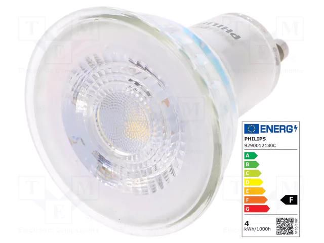 LED lamp; neutral white; GU10; 230VAC; 275lm; P: 3.5W; 36°; 4000K PHILIPS 77417200
