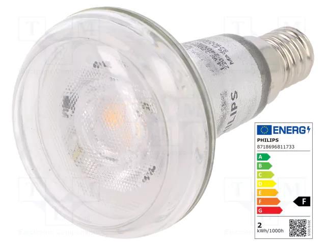 LED lamp; warm white; E14; 230VAC; 105lm; P: 1.4W; 36°; 2700K PHILIPS 81173300