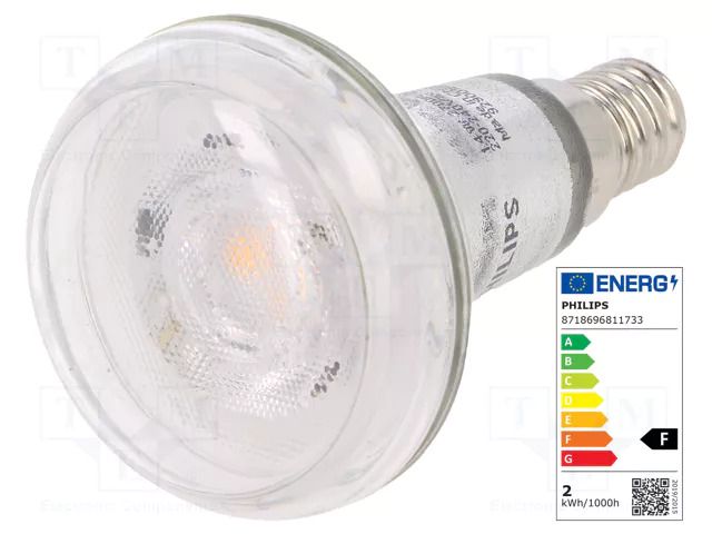 LED lamp; white warm; E14; 230VAC; 105lm; P: 1.4W; 36°; 2700K PHILIPS 81173300