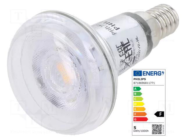 LED lamp; warm white; E14; 230VAC; 320lm; P: 4.3W; 36°; 2700K PHILIPS 81177100