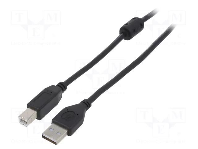 Cable; USB 2.0; USB A plug,USB B plug; gold-plated; 3m; black GEMBIRD CCF-USB2-AMBM-10