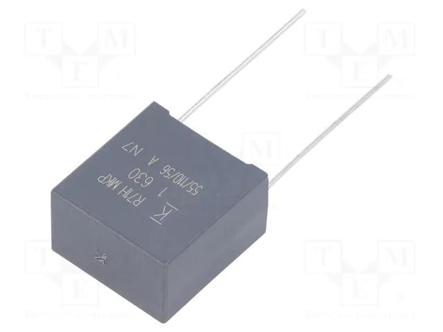 Capacitor: polypropylene; R71; 1uF; 630VDC; 220VAC; 18x19x11mm; THT KEMET R71PI410050H6K