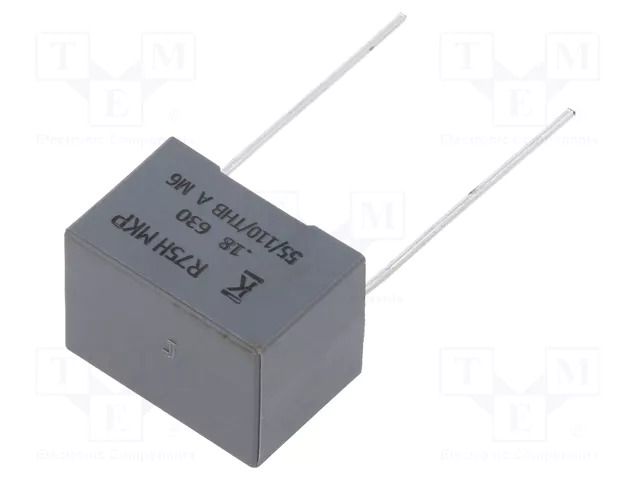 Capacitor: polypropylene; R75; 180nF; Uoper: 630VDC; 250VAC; THT KEMET R75PI318050H7J